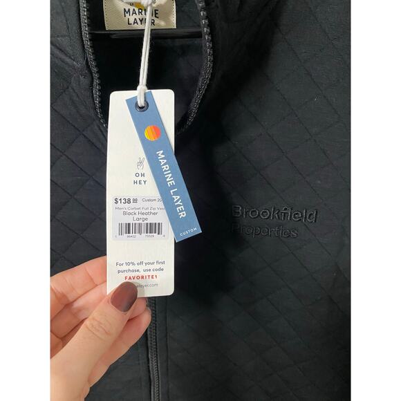 New Marine Layer Corbet Full Zip Vest, Black Size Large - Picture 2 of 3